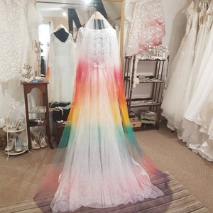 Rainbow veil, Ombre veil, Unicorn veil, Coloured veil,  Coloured bridal veil, Alternative veil, Cathedral veil, Multicoloured veil,Bexbrides