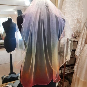 Rainbow veil-Ombre veil, Unicorn veil-Coloured veil Coloured bridal veil-Alternative veil-Cathedral veil-Multicoloured veil-Bexbrides image 10