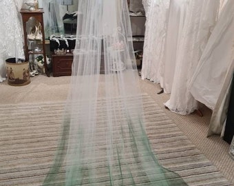 Coloured veil,  ombre veil, alternative veil, dip dye veil, hand coloured veil, cathedral veil, lilac veil,green veil, any colour available