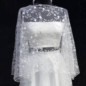 Ivory Star top- bridal topper-  star lace shrug-  star lace bolero-  boho bridal top- celestial theme top- bridal lace top- eclecticbrides