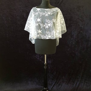 Ivory Star top, bridal topper,  star lace shrug,  star lace bolero,  boho bridal top, celestial theme top, bridal lace top