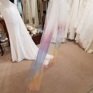 Ombre Wedding Veil, Alternative Wedding Veil, Ombre Veil, Dip dye Wedding Veil, Coloured Wedding Veil, boho veil, LGBGTQIA veil, rainbow image 5
