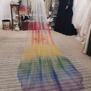 Rainbow veil, Ombre veil, Unicorn veil, Coloured veil,  Coloured bridal veil, Alternative veil, Cathedral veil, Multicoloured veil,Bexbrides