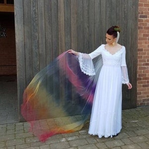 Rainbow veil-Ombre veil, Unicorn veil-Coloured veil- Coloured bridal veil-Alternative veil-Cathedral veil-Multicoloured veil-Bexbrides veil