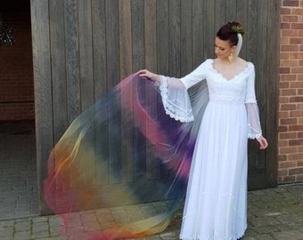 Rainbow veil-Ombre veil, Unicorn veil-Coloured veil- Coloured bridal veil-Alternative veil-Cathedral veil-Multicoloured veil-Bexbrides veil