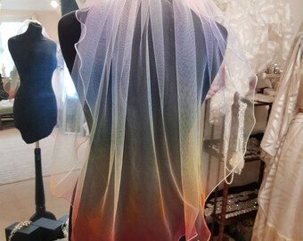 Rainbow veil-Ombre veil, Unicorn veil-Coloured veil- Coloured bridal veil-Alternative veil-Cathedral veil-Multicoloured veil- LGBGTQIA veil