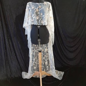 Linzistar Cape Veil cape Bridal cape Boho cape stars veil celestial wedding celestial veil celestial wedding theme bexbrides, cape image 5