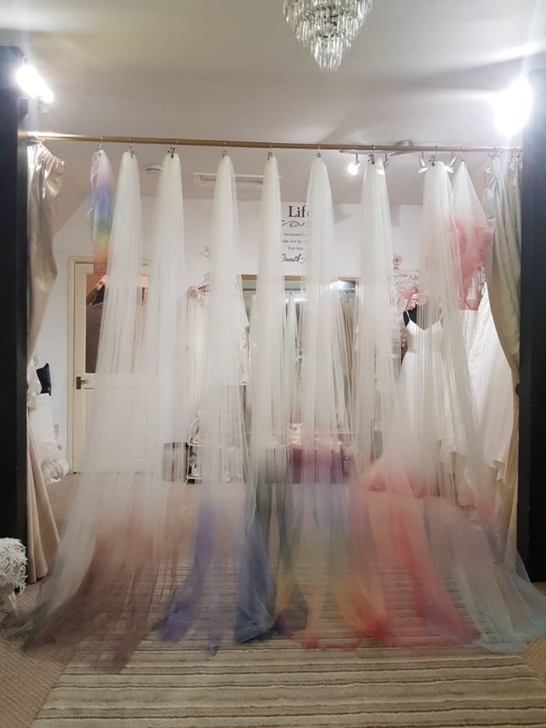 Ombre Wedding Veil, Alternative Wedding Veil, Ombre Veil, Dip dye Wedding Veil, Coloured Wedding Veil, boho veil, LGBGTQIA veil, rainbow image 3