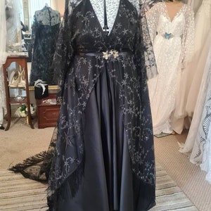 Black wedding dress, Black stars wedding dress, plus size Black wedding dress, alternative back wedding dress, celrstial wedding dress,