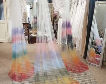 Rainbow veil-Ombre veil, Unicorn veil-Coloured veil- Coloured bridal veil-Alternative veil-Cathedral veil-Multicoloured veil- LGBGTQIA veil