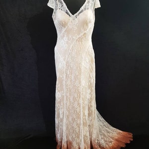 red Orange gold ombre wedding dress,alternative wedding dress, ombre hem wedding dress, wedding dress, ombre lace wedding dress, size 10- 14