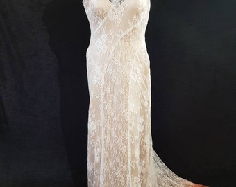 red Orange gold ombre wedding dress,alternative wedding dress, ombre hem wedding dress, wedding dress, ombre lace wedding dress, size 10- 14