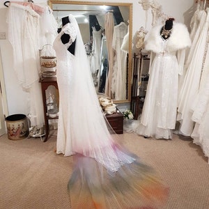 Ombre Wedding Veil, Alternative Wedding Veil, Ombre Veil, Dip dye Wedding Veil, Coloured Wedding Veil, boho veil, LGBGTQIA veil, rainbow image 6