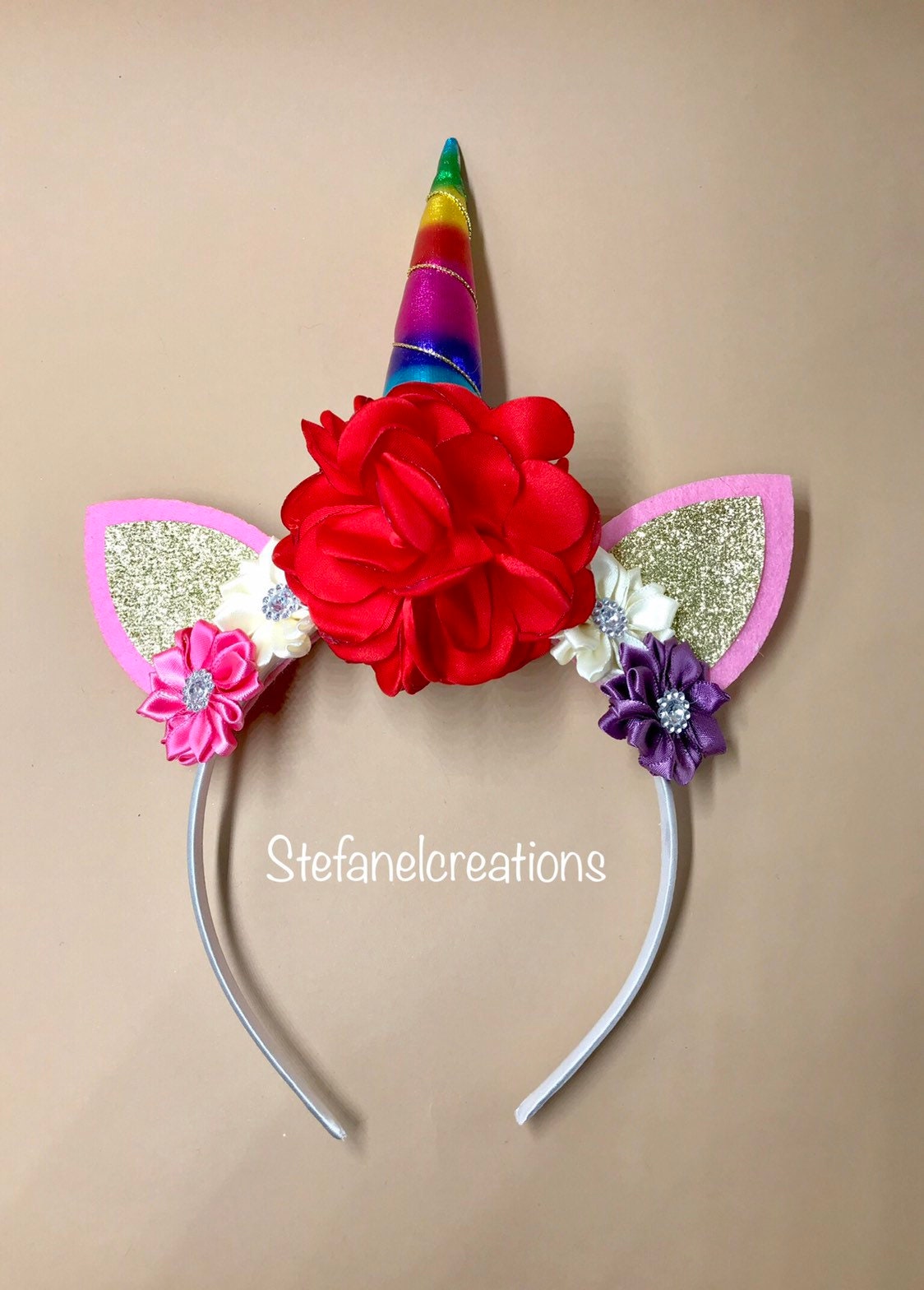 Unicorn Headbands With Flowers and Unicorn Ears. White Etsy UK