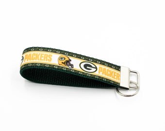 Packers football design, ribbon wristlet keyfob grab keychain accesory, Gift under 5 dollars, Valentine gift basket