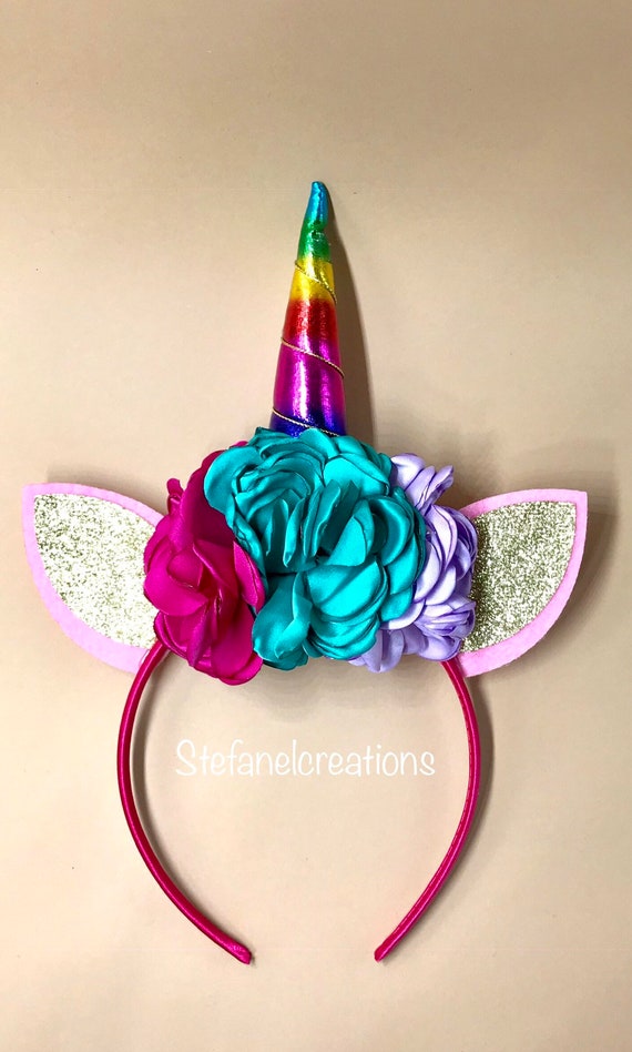 Unicorn Headbands With Flowers and Unicorn White Headband