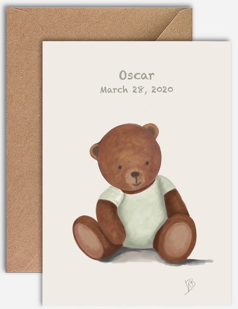 PACK of personalised birth announcement Teddy bear cards | Etsy