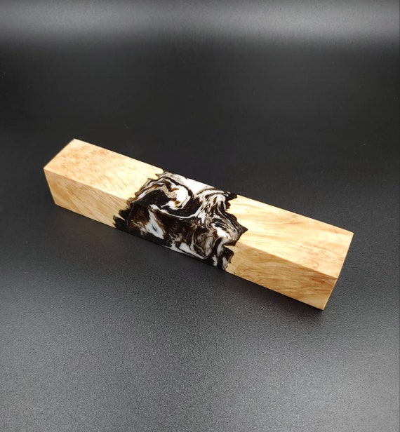 Hybrid pen blank burl wood and resin