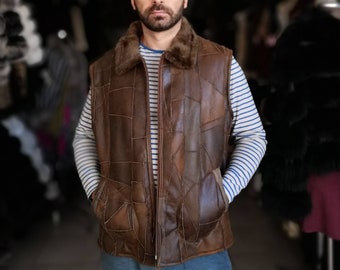 Unisex brown sheepskin vest