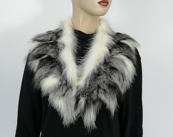 White black fox collar