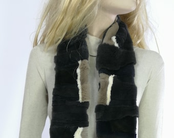 Genuine fur scarf rex rabbit