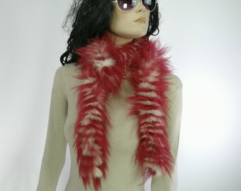 Real fur scarf fox red white