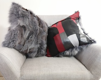 Set of 2 fox pillow cases with leather