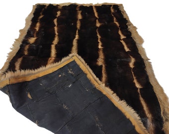 Sheepskin fur throw / carpet blue beige