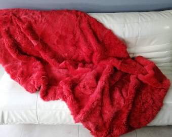 Red sheepskin fur blanket