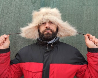 Coyote fur trapper hat