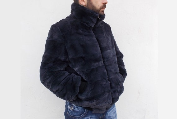 blue fur coat mens