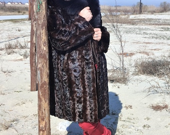 XXL / Brown mink fur men coat
