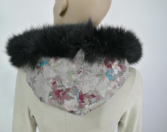 Double face hood rabbit fur with fabric