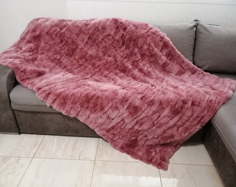 Pink rex rabbit blanket / throw