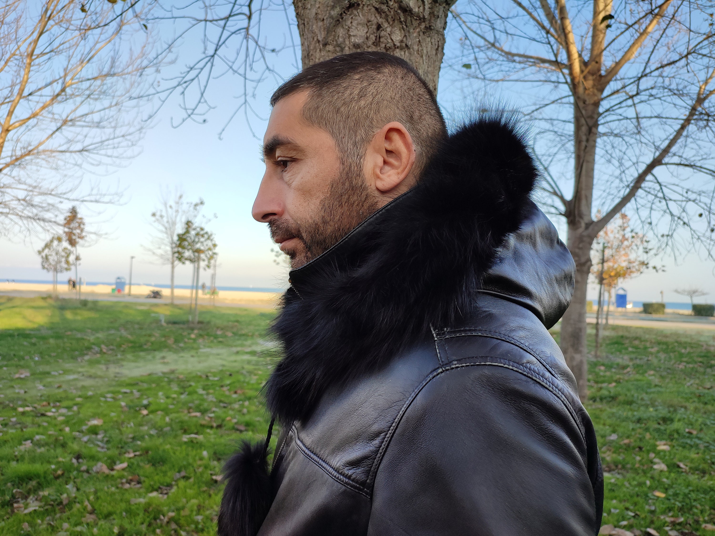 Black Leather and Fur Hood - Etsy Black Leather and Fur Hood - Etsy