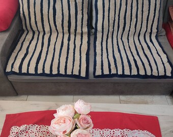 Sheepskin fur throw / carpet blue beige