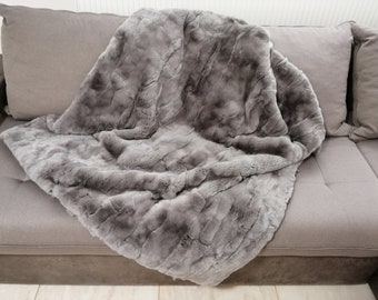 Gray rex rabbit blanket