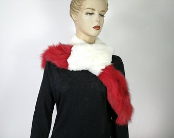 Rex rabbit fur scarf with fox