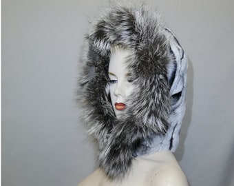Rex rabbit hood chinchilla look
