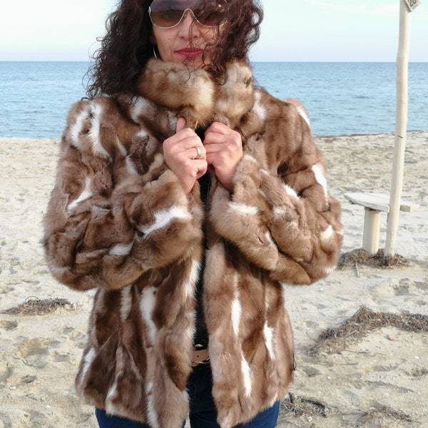 Luxury fur coat marten