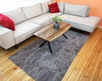 Beige fur sheepskin carpet