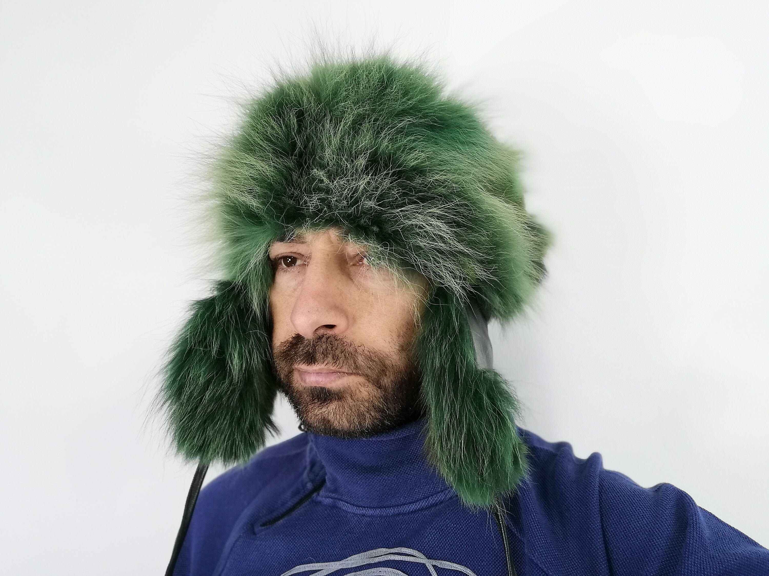 Buy Green Fur Trapper Hat Fox Online in India 