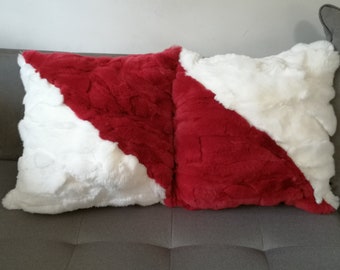 Fur pilllow cases red and white rex rabbit