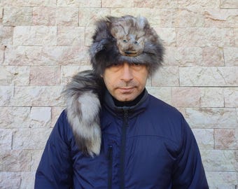 Silverfox thracian hat with head