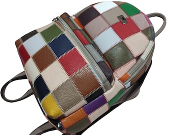 Rainbow leather backpack