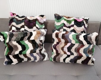 Set of pillow cases of mink fur