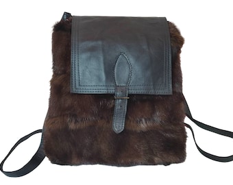 Backpack mink with leather