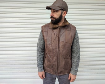 Unisex light brown sheepskin vest