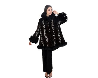 L / Hooded mink coat