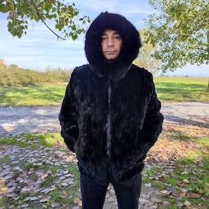 Mens Black Fur Coat Etsy Australia